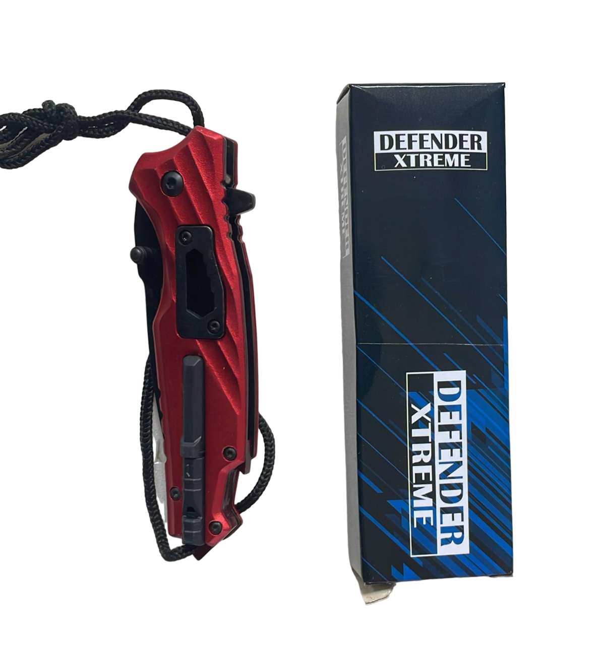 Red F/K with Cord+Bottle Opener+Fire Starter+Whistle F